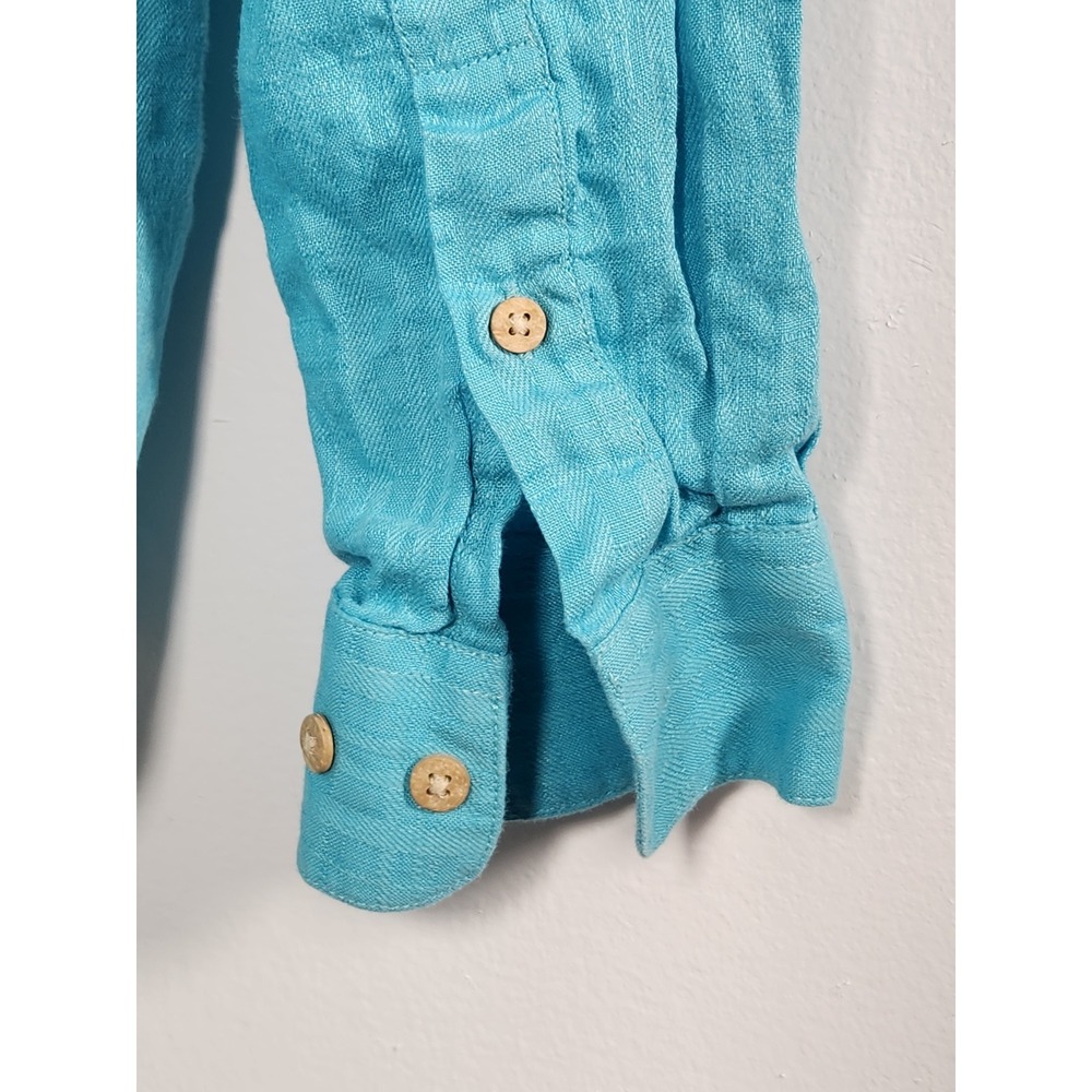 Jos. A. Bank Aqua Turquoise 100% Linen Long Sleeve Button Up Shirt Size XL - Picture 3 of 10